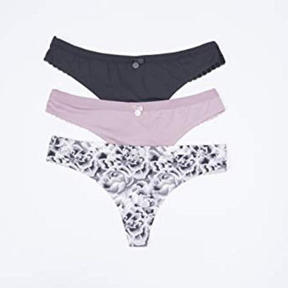 Jessica Simpson Women's No Show Thong Panties 3 pack